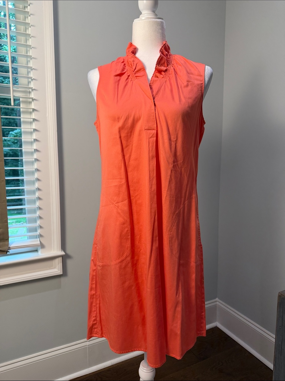 NIC+ZOE Sleeveless Ruffle Neck Midi Dress in Coral. Like New. XS.